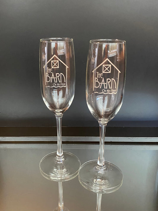 Glassware - Champagne Flute - Barn Logo