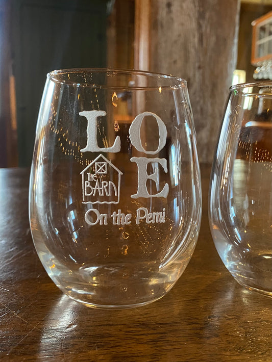 Glassware- Stemless Wine -Barn Love Logo