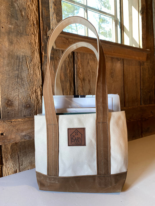 Apparel- Canvas Tote- Medium- Wax Coated Trim- Barn Patch