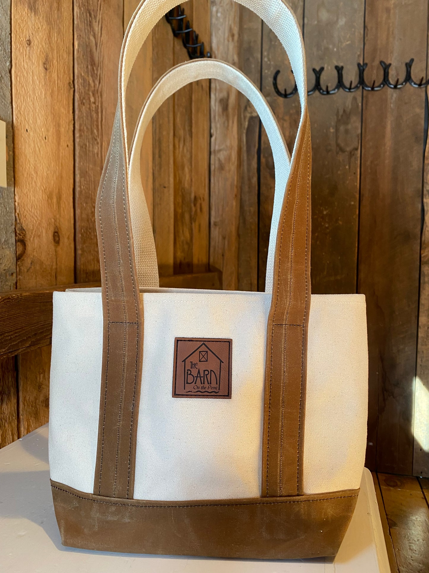 Apparel- Canvas Tote- Medium- Wax Coated Trim- Barn Patch