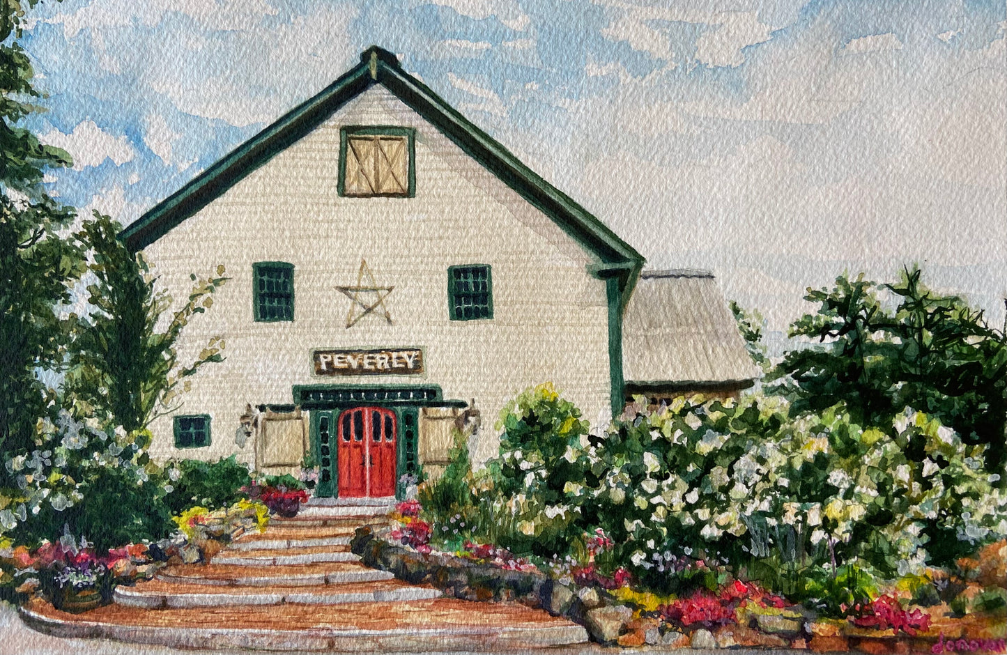 Barn on the Pemi Watercolor Art Print by Mary Boyle