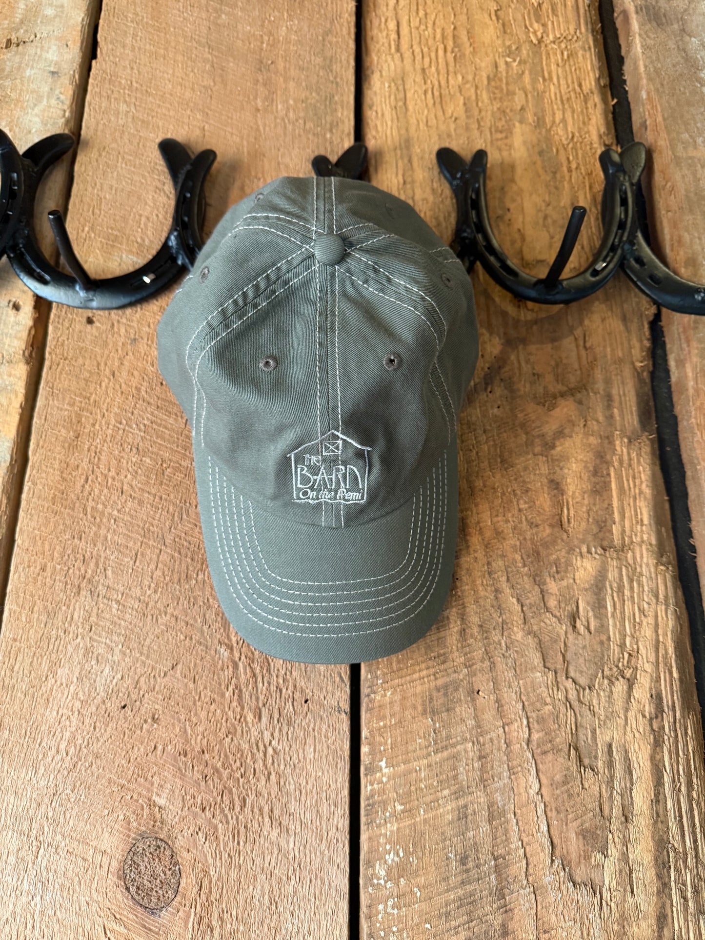 Apparel -White Stitch Hat - Olive