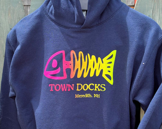 Town Docks - Youth Fish Hoodie-Navy