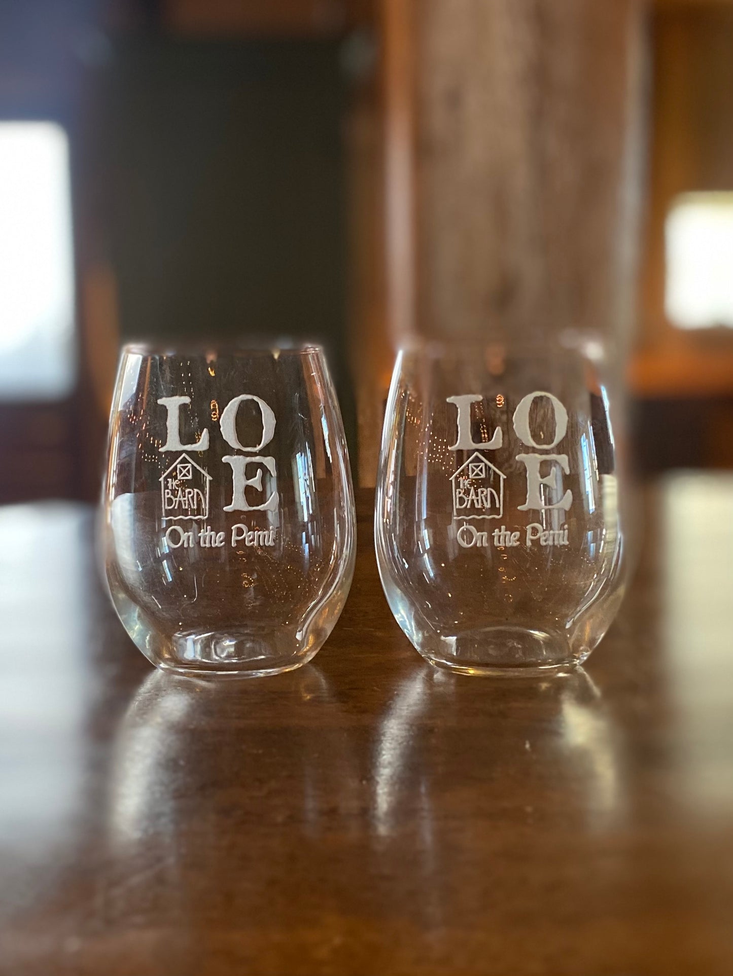 Glassware- Stemless Wine -Barn Love Logo